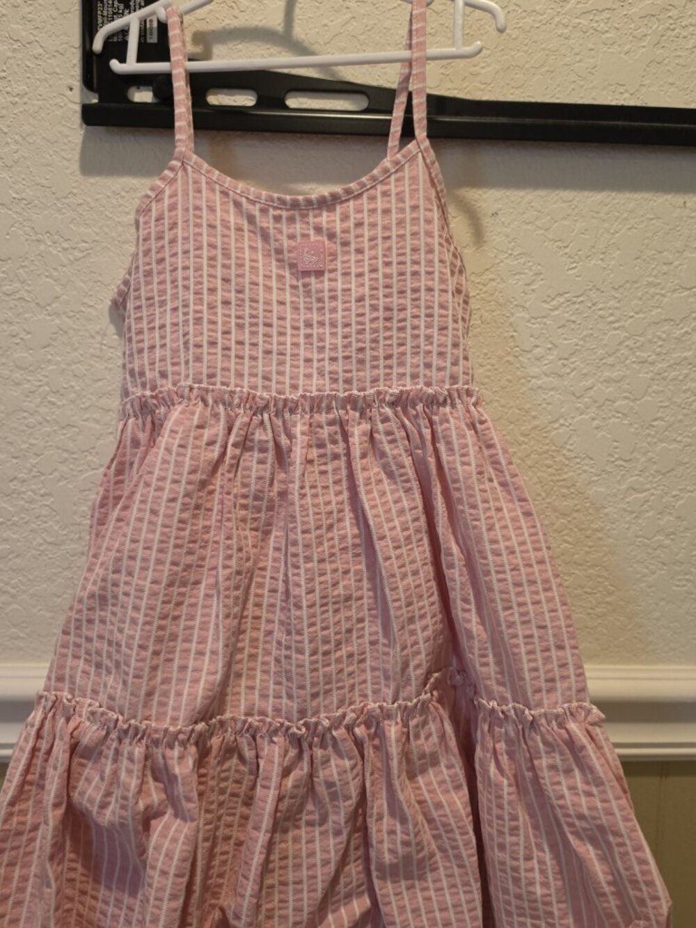 Al Agua Patos Girls Pink Striped Ruffle Dress Size 8